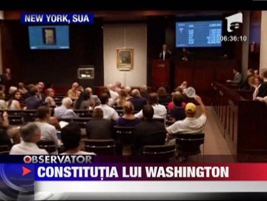 Constitutia lui George Washington, vanduta la licitatie cu aproape 10 milioane de dolari