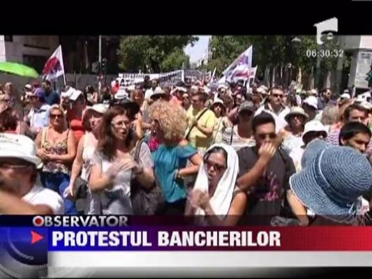 Protestul bancherilor pe strazile din Atena