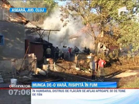 Hambar plin cu fan, mistuit de flacari, in Cluj