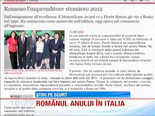 Un roman a castigat titlul de afaceristul strain al anului in Italia