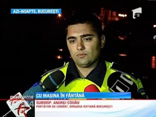 Un sofer vitezoman "si-a parcat" masina intr-o fantana arteziana din centrul Capitalei