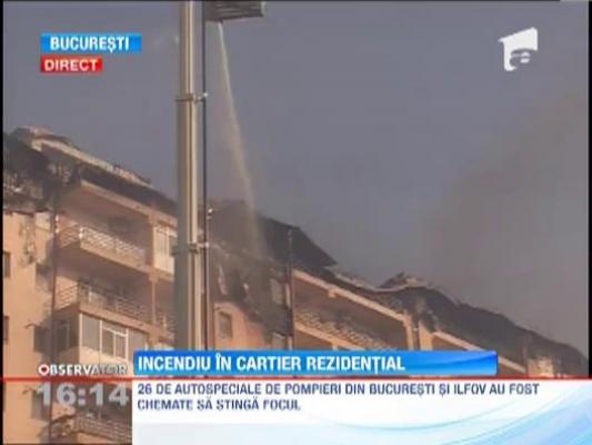 Incendiu puternic intr-un cartier rezidential din Capitala