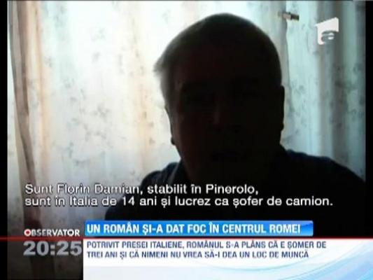 UPDATE! Un roman de 55 de ani si-a dat foc in fata palatului prezidential din Roma