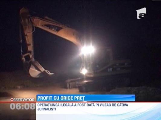 Exploatare ilegala de balast pe albia raului Suceava