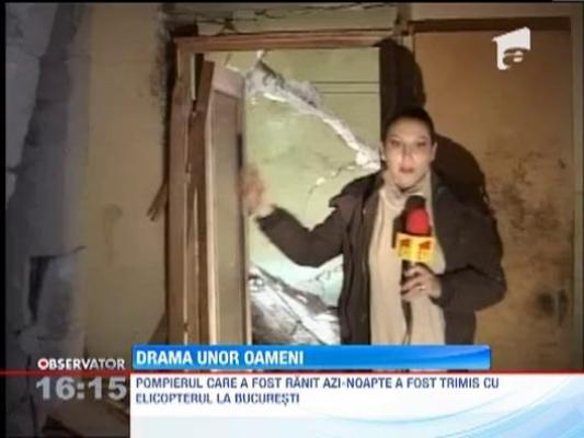 O a doua victima a exploziei de din Gorj a fost trimisa cu elicopterul la Bucuresti! Omul risca sa-si piarda vederea