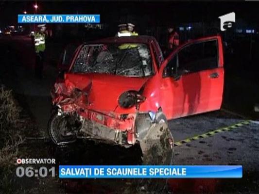 Un barbat si cei doi copii ai sai au scapat cu viata dintr-un grav accident rutier, la iesirea din Ploiesti