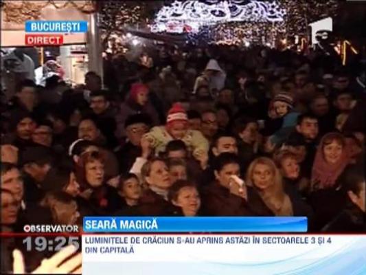 S-au aprins luminitele de Craciun, in Bucuresti