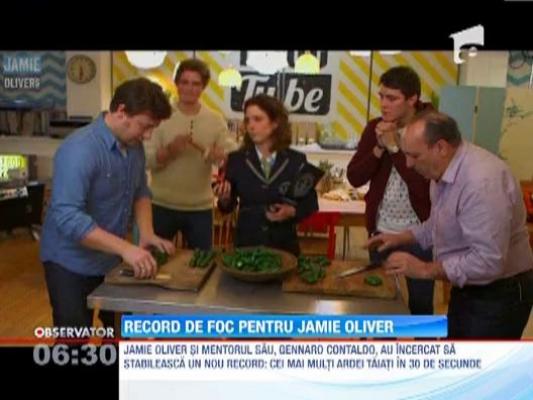 Jamie Oliver este cel mai rapid chef din lume. A reusit sa taie 10 ardei in numai 30 de secunde