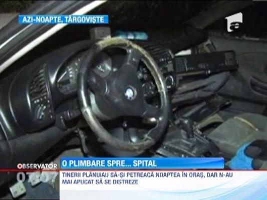 Patru tineri nerabdatori sa-si petreaca noaptea in oras s-au oprit intr-un garaj cu masina