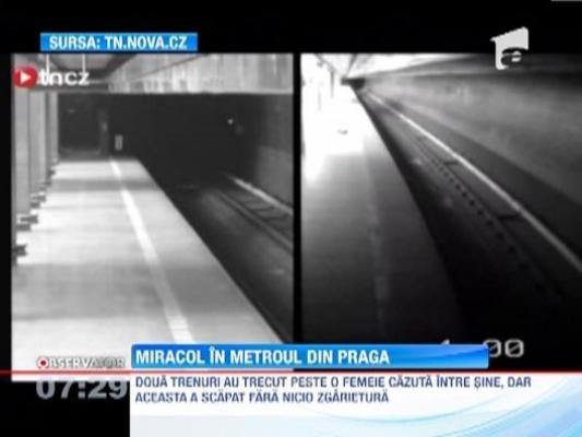 Norocul proverbial al betivului! A scapat nevatamata dupa ce doua garnituri de metrou au trecut peste ea