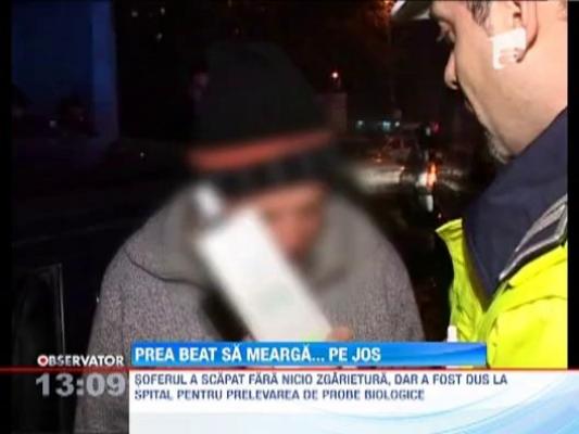 Un sofer din Iasi s-a urcat atat de beat la volan, incat politistii l-au dus la spital pe brate