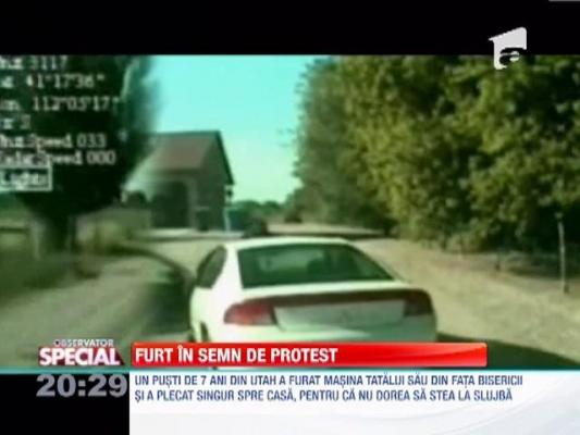 OBSERVATOR SPECIAL: Un pusti de sapte ani din Statele Unite a furat masina tatalui sau