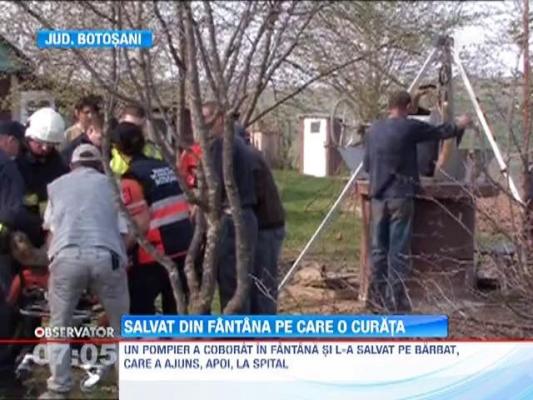 A cazut 15 metri in gol, in fantana pe care o curata