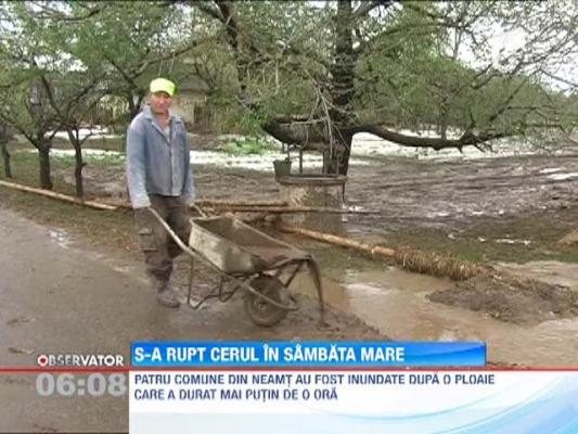 Patru comune din Neamt, inundate de ploile abundente