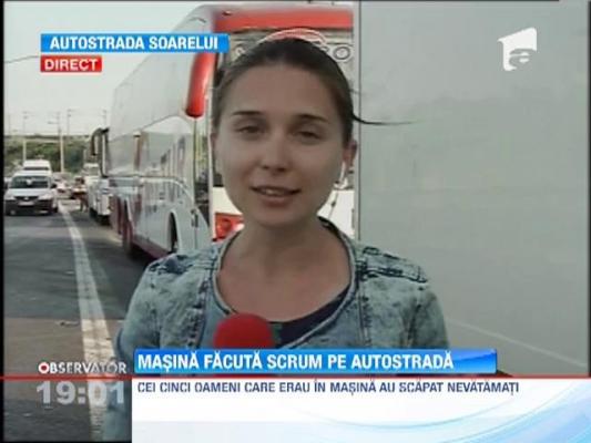 O masina a ars ca o torta pe Autostrada Soarelui