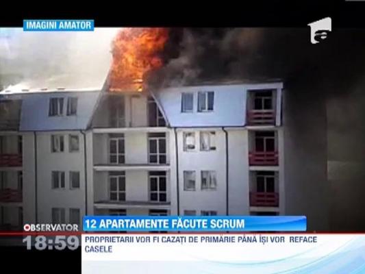 12 apartamente din Husi, complet distruse de un incendiu