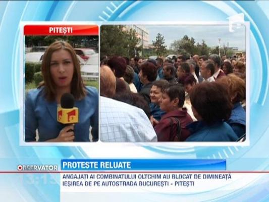 Angajatii Arpechim au blocat iesirea pe Autostrada Bucuresti-Pitesti