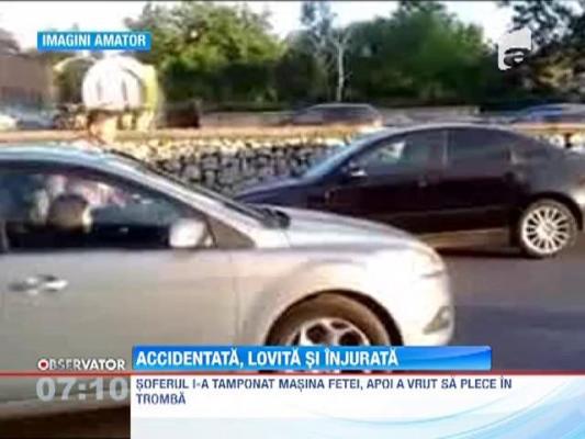 Tanara injurata si imbrancita de un sofer care i-a tamponat masina