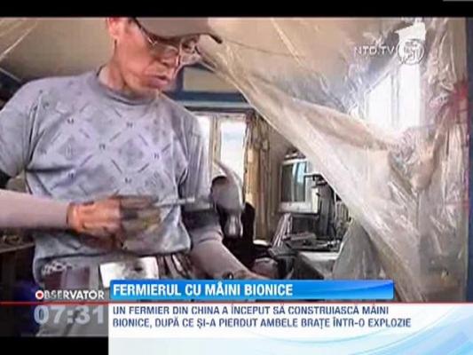 Un fermier din China, ramas fara brate, construieste maini bionice