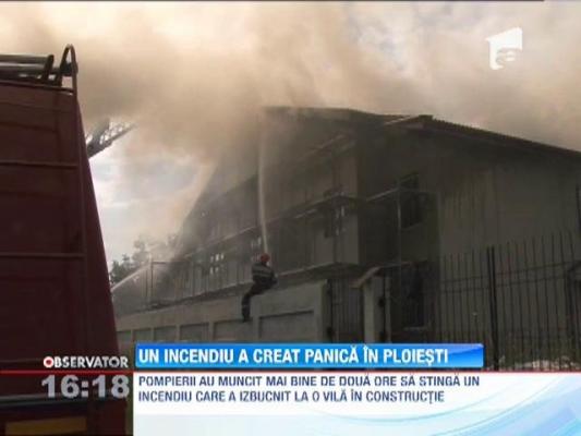 Incendiu la o vila in constructie, in Ploiesti