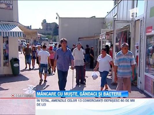 Mancare cu muste, gandaci si bacterii in pietele din Bucuresti