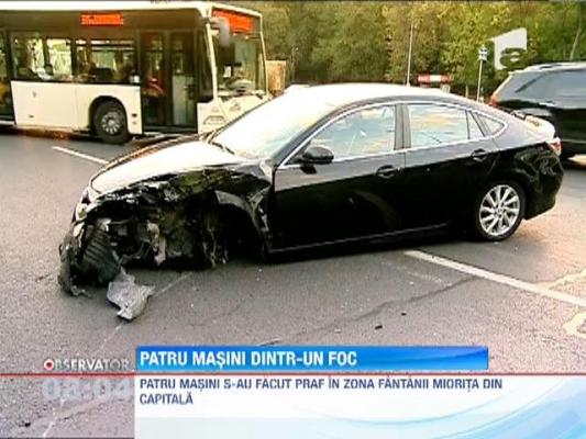 Accident spectaculos in Capitala: trei masini ciocnite