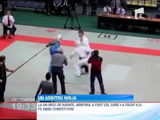 Doi competitori, facuti K.O. de catre un arbitru la un meci de karate