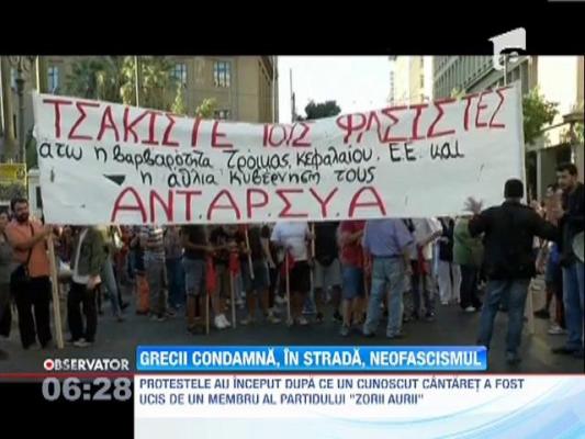 Manifestatie antifascista, violenta, la Atena