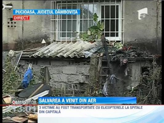 Un bloc din orasul Fieni a fost devastat de explozia unui apartament