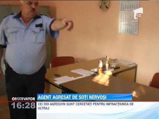 Un politist din Arad a fost batut cu salbaticie de doi soti nervosi