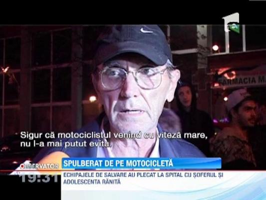 Spulberat de pe motocicleta de un sofer imprudent