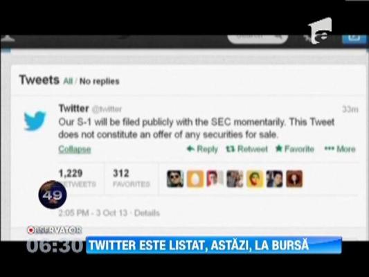 Actiunile site-ului Twitter, listate la bursa din New York
