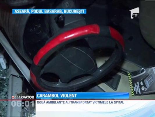 Cinci masini au fost implicate intr-un accident, pe pasajul Basarab din Capitala