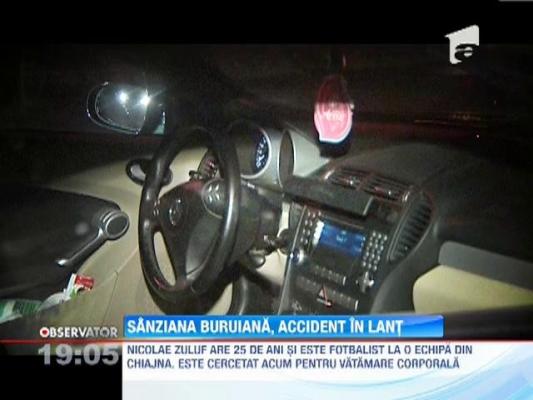 Sânziana Buruiană, pericol public! Maşina blondei a luat foc după un accident în lanţ