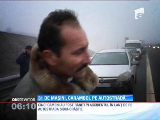 Cei 31 de şoferi implicaţi în carambolul de pe autostrada Sibiu-Orăştie au fost amendaţi