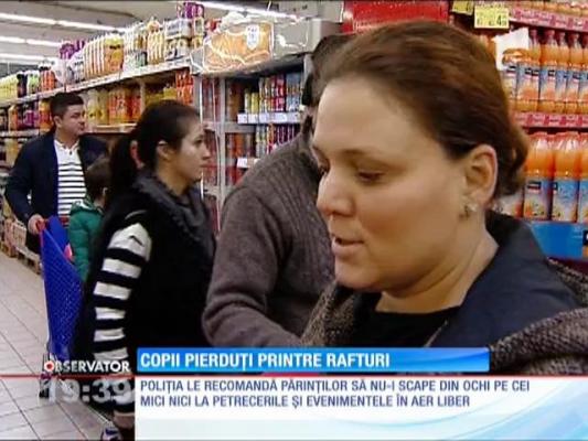 Copii pierduţi printre rafturi la cumpărături