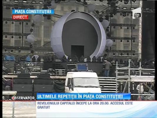 Repetiții în Piaţa Constituţie pentru concertul de Revelion