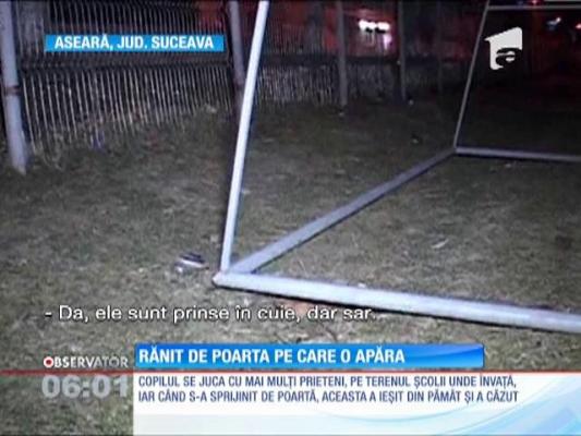 Copil de 12 ani, lovit la cap de o poartă de fotbal