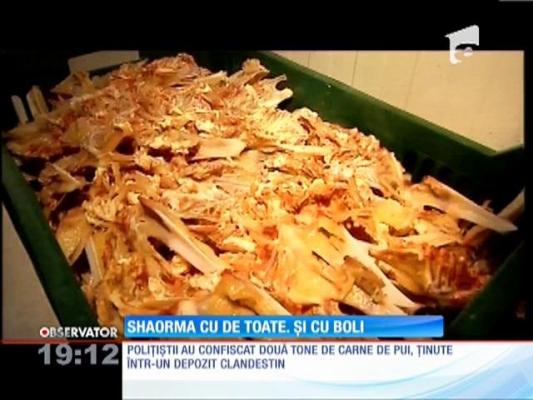 Shaorma cu de toate, dar și cu boli! Depozit ilegal de pui, în Capitală