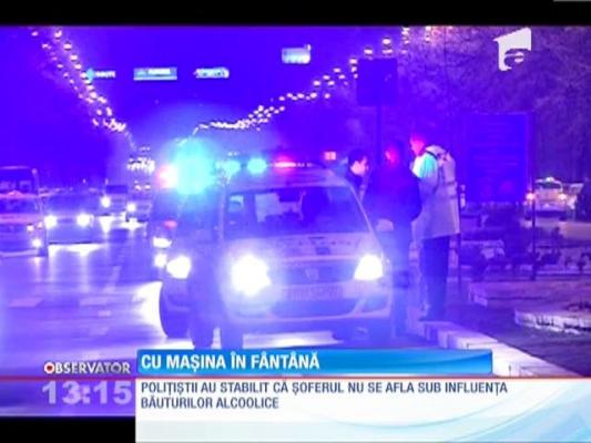 Un şofer a plonjat cu maşina în fântână