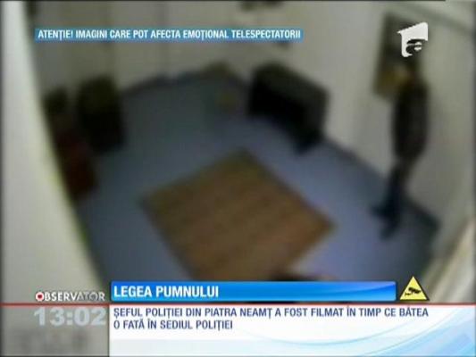 Imagini Şocante! Şeful Poliţiei din Piatra Neamţ, filmat în timp ce bătea o fată