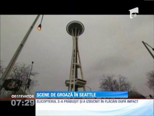 Scene de groază în Seattle!  Un elicopter a căzut peste o maşină