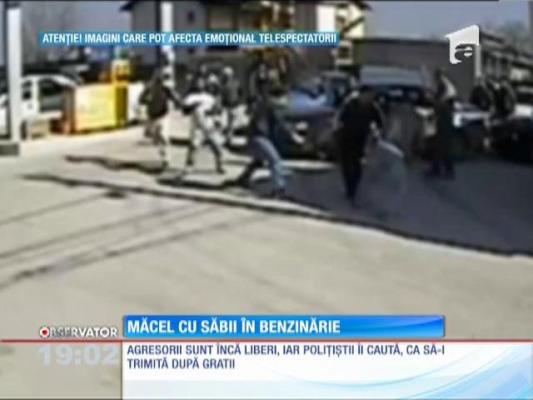 UPDATE! Bătaie cu săbii şi bâte, într-o benzinărie din Giurgiu!