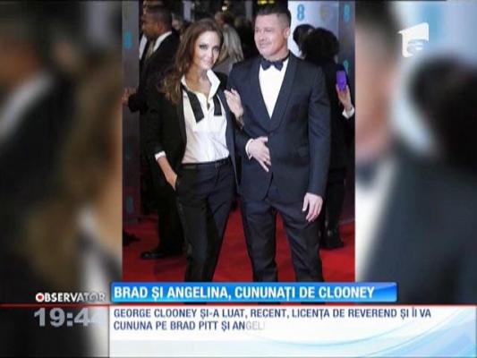 Brad și Angelina, cununați de Clooney