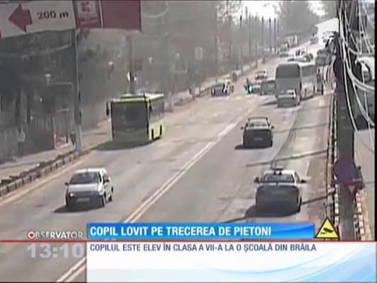 Un copil de 13 ani a fost lovit pe o trecere de pietoni din Brăila