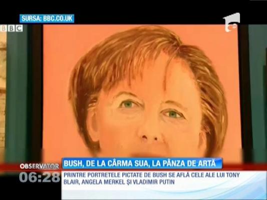 George W. Bush a expus câteva portrete cu liderii lumii, pictate chiar de el