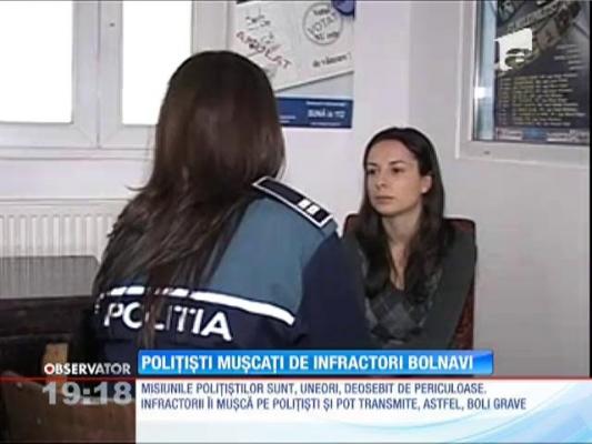 Poliţişti muşcaţi de infractori bolnavi