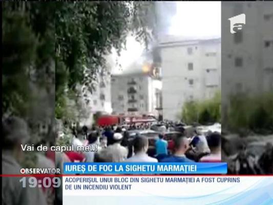 Bloc din Sighetu Marmaţiei, în flăcări