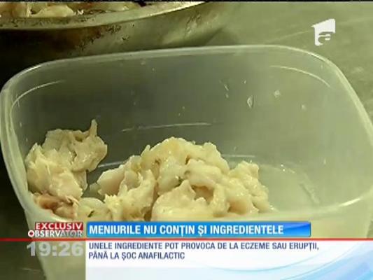 Meniurile din restaurante nu conțin și ingredintele preparatelor alimentare!