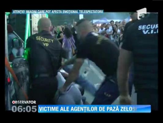 IMAGINI ŞOCANTE! Agenţii de pază din Timişoara, agresivi şi cu familiile membrilor trupei Cargo